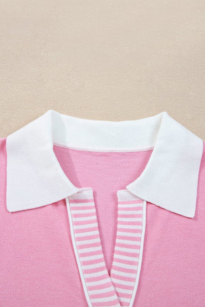 Stripe Colorblock Collared Drop Shoulder Sweater Shop Style & More | Fresh Looks, Everyday Deals & Free Shipping