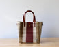 Vida Purse – Maroon, Gold & Beige Handwoven Purse with Leather Handles MexiMexi