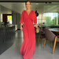 Women's Solid Color And V-neck Bat Sleeve High Waist Dress See size chart under “more details” The Fashion Celestial