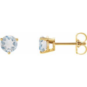 14K Yellow Natural Blue Sheen Moonstone Earrings Ethereal Legacy Boutiques
