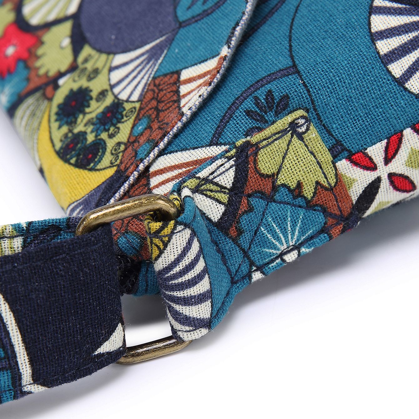 Ethnic Style Crossbody Bag, Vintage Floral Print Bucket Bag, Women's Fabric Flap Purse NovaCart