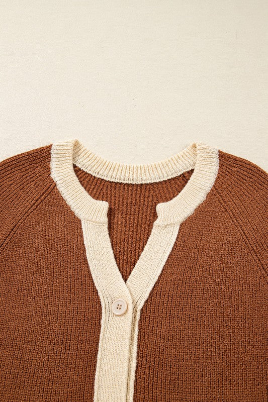 Contrast Trim Buttoned V-Neck Cropped Cardigan Shop Style & More | Fresh Looks, Everyday Deals & Free Shipping