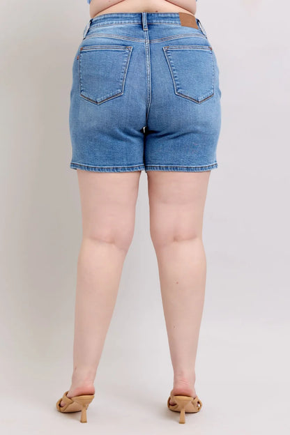 Judy Blue Full Size 2 Button Denim Shorts with Pockets Plus Size New Era Fashion LLc