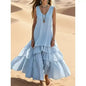 Loose Umbrella Skirt Sleeveless Maxi Dress | Cotton-Linen Style FitiqueFit