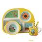 5pcs/set Baby Dinnerware Bamboo Fiber Children Tableware Set Plate Dishes Bowl With Spoon Cartoon Feeding Set Food Container