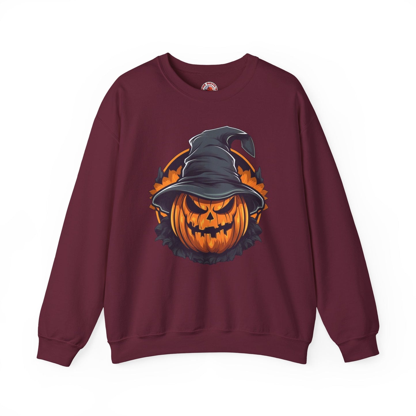 Scary Witch Pumpkin Halloween Crewneck Sweatshirt The Devil's Pickle