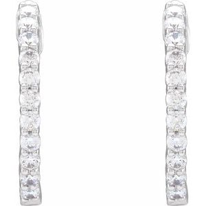 14K White 3/4 CTW Natural Diamond Inside-Outside Hinged 17.2 mm Hoop Earrings Ethereal Legacy Boutiques
