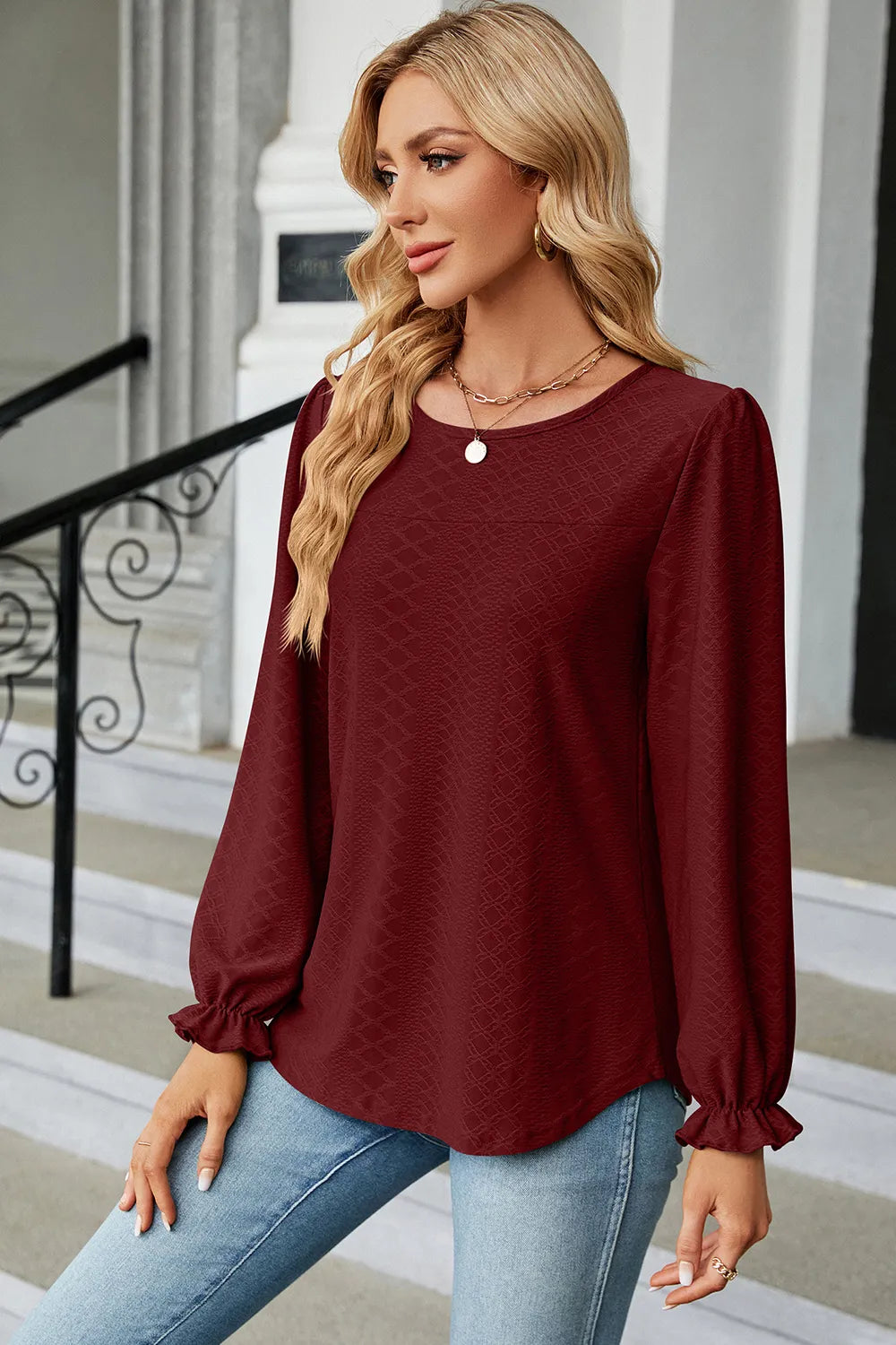 🌸 Round Neck Flounce Sleeve T-Shirt FitiqueFit