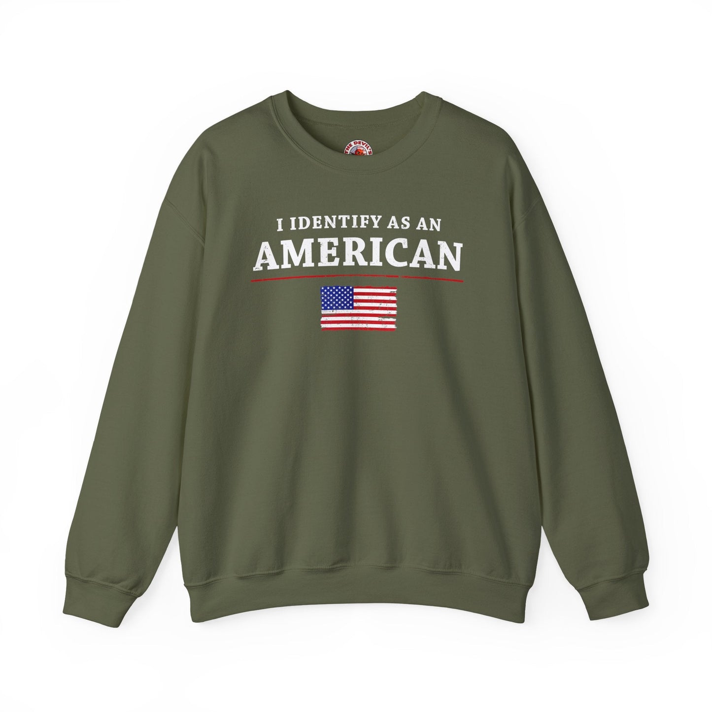 I Identify As An American Crewneck Sweatshirt The Devil's Pickle