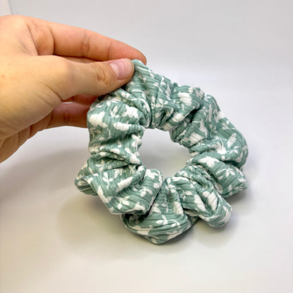 Mini White Leaf Sage Ribbed Scrunchie Enchanted Scrunch