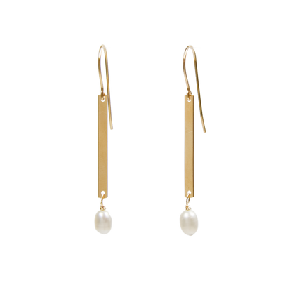 Bar and Pearl Earrings Emily Anne Designs LLC