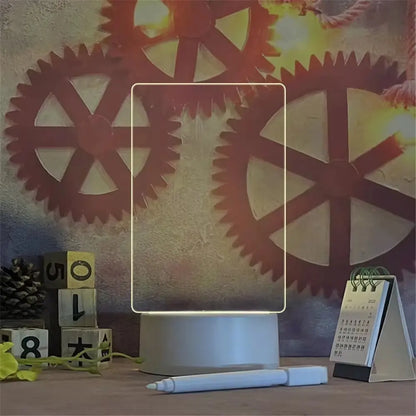 Illuminate Your Space with the Transparent Luminous LED Night Light - Erasable Acrylic Message Board for Creative Expression