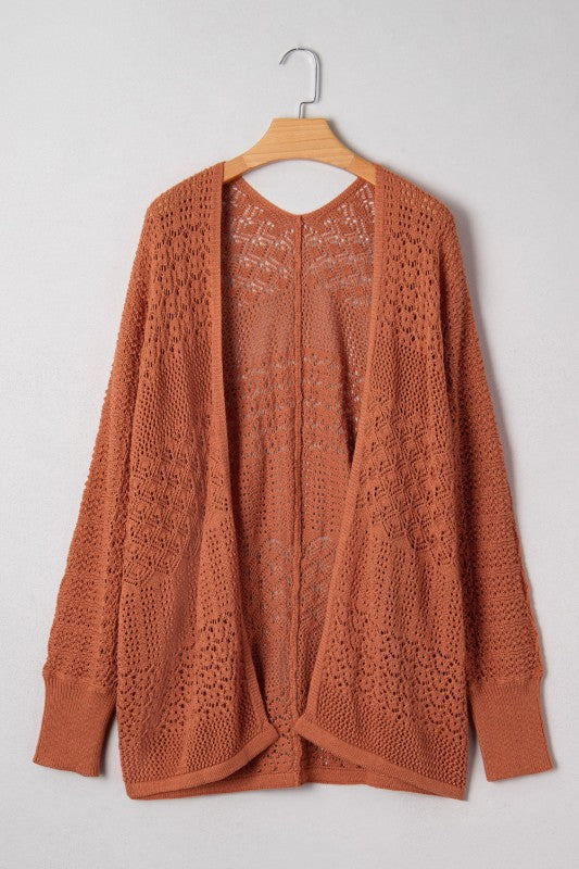 Plus Size Solid Pointelle Knit Open Front Cardigan Shop Style & More | Fresh Looks, Everyday Deals & Free Shipping
