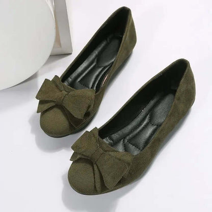 Women's Bow Flat Shoes Plus Size - Suede Casual Gommino SnagBag