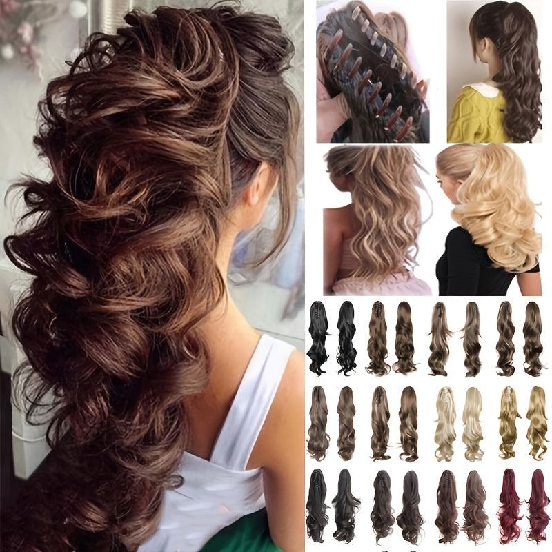 Claw Clip In Body Wave Hair Extensions Long Curly Wavy Ponytail Hair Extensions Synthetic Hair Pieces for Women Girls, Quick Hairstyle, Clip In Hair, Fashionable Wig, Loose Wave, Durable Clipins, Highquality Extensions, Wavy NovaCart