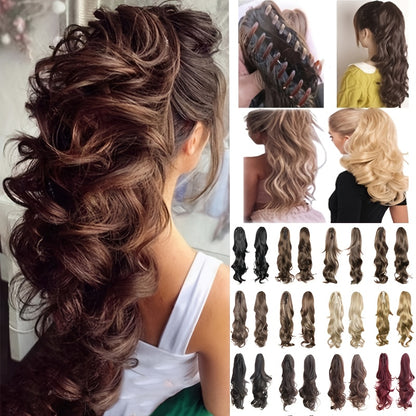 Claw Clip In Body Wave Hair Extensions Long Curly Wavy Ponytail Hair Extensions Synthetic Hair Pieces for Women Girls, Quick Hairstyle, Clip In Hair, Fashionable Wig, Loose Wave, Durable Clipins, Highquality Extensions, Wavy NovaCart