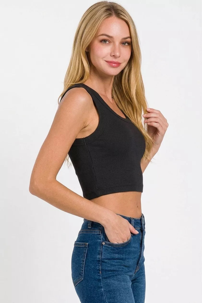 Zenana Ribbed Scoop Neck Cropped Tank Top New Era Fashion LLc