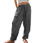 Womens Solid-Color Cotton-Linen Casual Loose Straight Pockets Lounge Pants With Drawstring See size chart under “more details” The Fashion Celestial