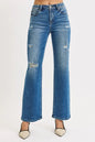 RISEN Full Size High Rise Ankle Straight Front Body Distressed Jeans Plus Size West2East Surf