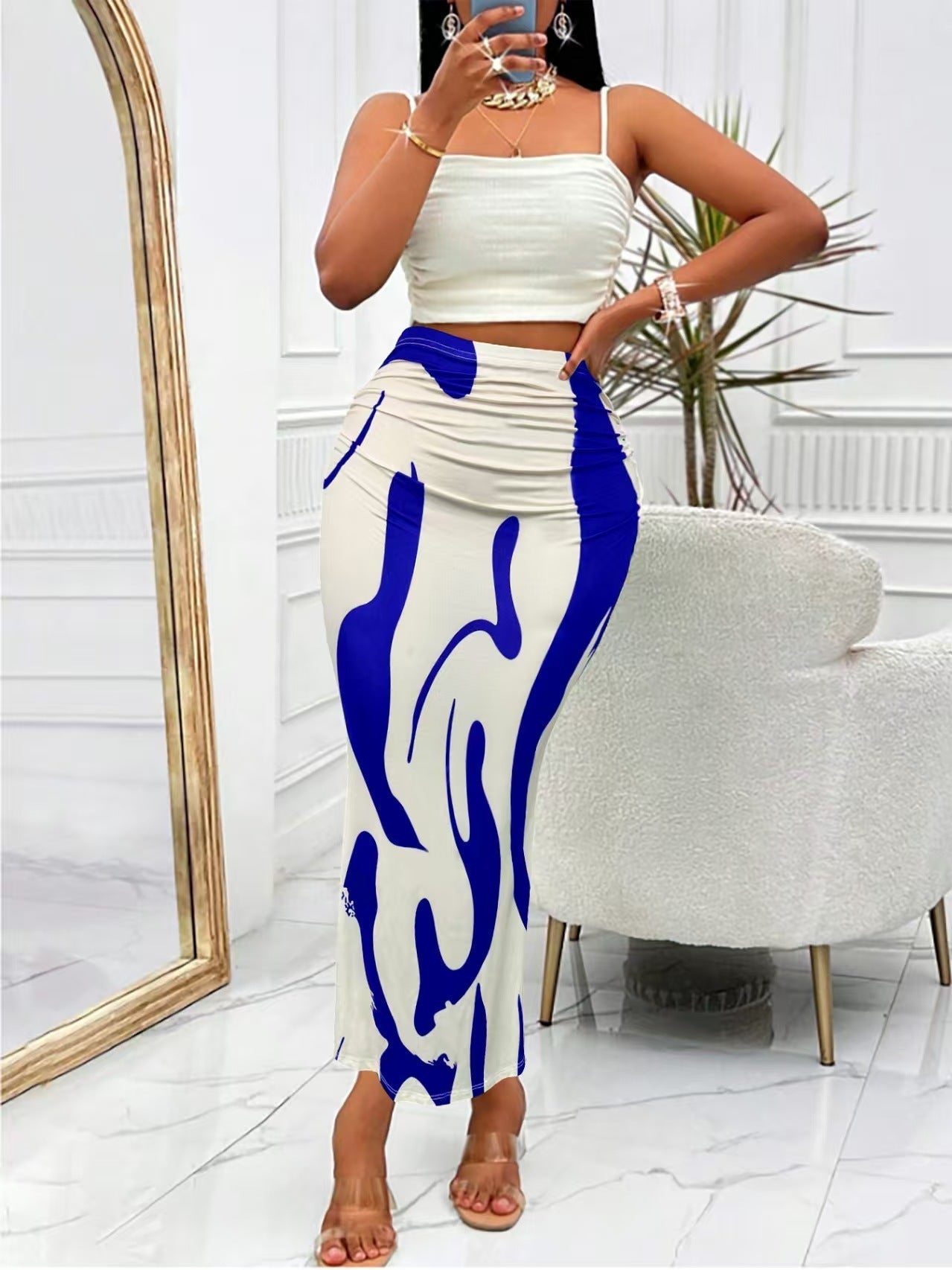 Popular Women's Dress With Zebra Pattern Tight Fitting High Waisted Fish Tail Fashion Skirt Grayceful LLC
