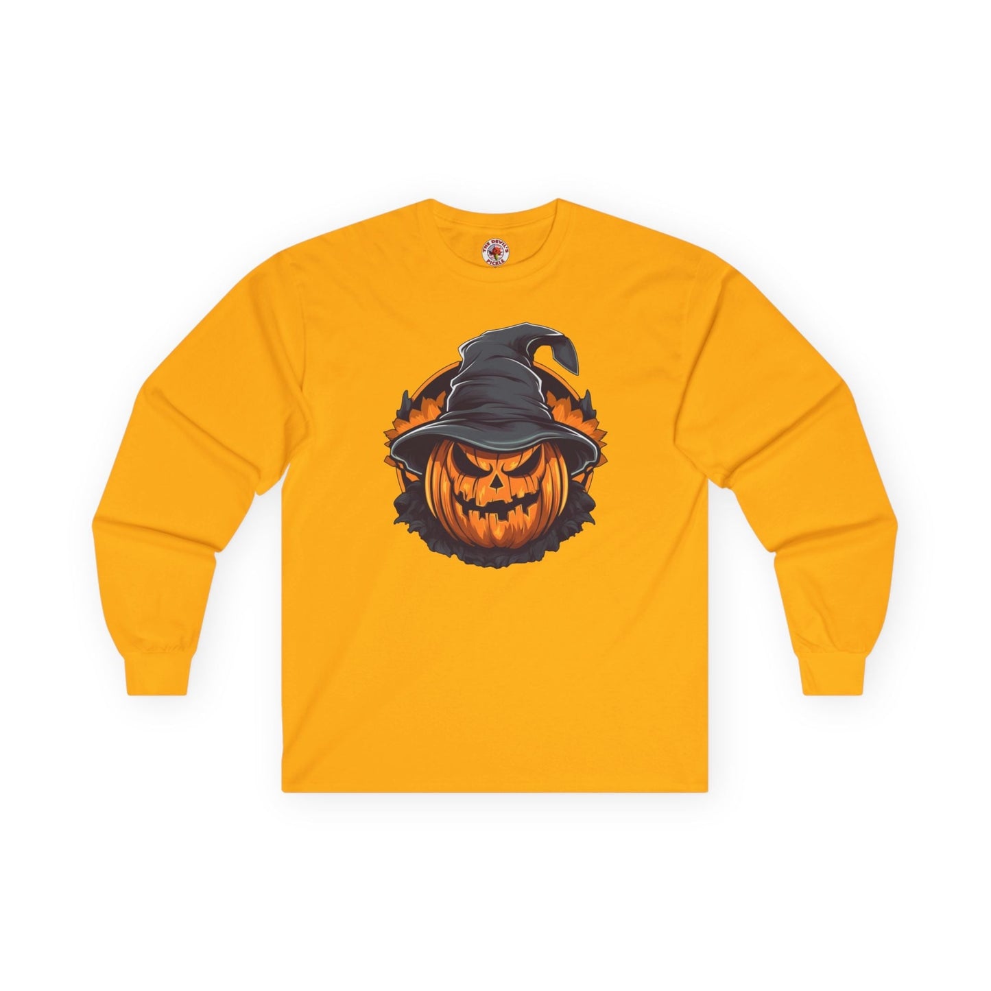 Scary Witch Pumpkin Halloween Long Sleeve Tee The Devil's Pickle