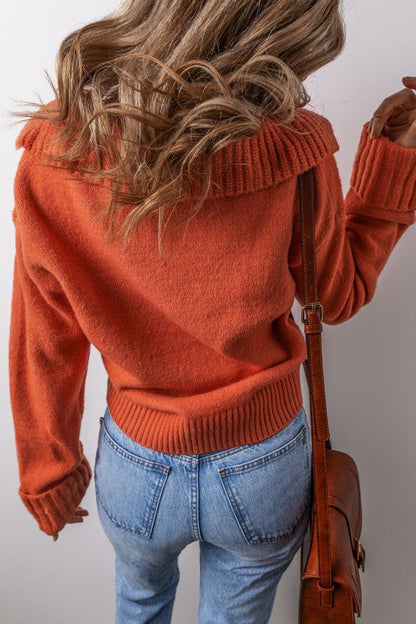Solid Collared V-Neck Ribbed Edge Sweater Shop Style & More | Fresh Looks, Everyday Deals & Free Shipping
