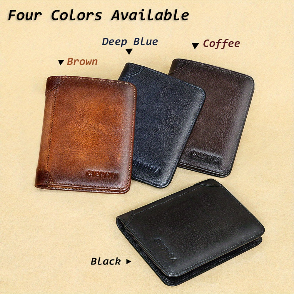 Genuine Leather Men's Wallet/Ultra-Thin Top-Grain Cowhide/Compact Multi-Function ID Credit Card Holder/RFID Blocking/Blessing Card Set/Christmas Valentine's Day Father's Day Gift NovaCart