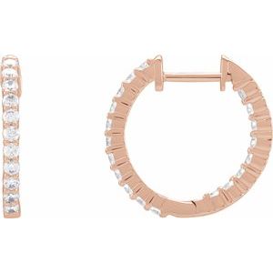 14K Rose 3/4 CTW Natural Diamond Inside-Outside Hinged 17.2 mm Hoop Earrings Ethereal Legacy Boutiques