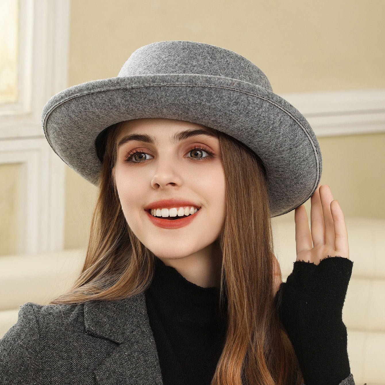 Vintage Bow British Retro Flat Top Hat for Women FitiqueFit
