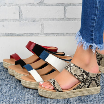 Wedge Heel Slippers Casual Sandals Hemp High Wedge Heel Shoes FitiqueFit