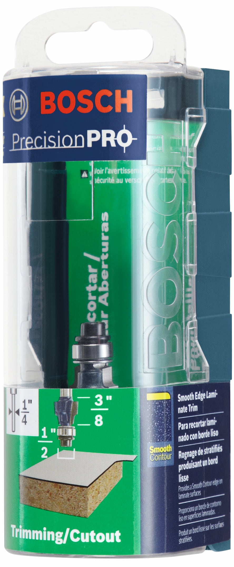 BOSCH 85316MC 1/2 In. x 3/8 In. Carbide-Tipped Smooth-Edge Laminate Trim Router Bit VM Hardware