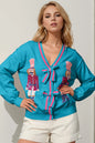 Nutcracker Sequin Bow Decor Cardigan FitiqueFit