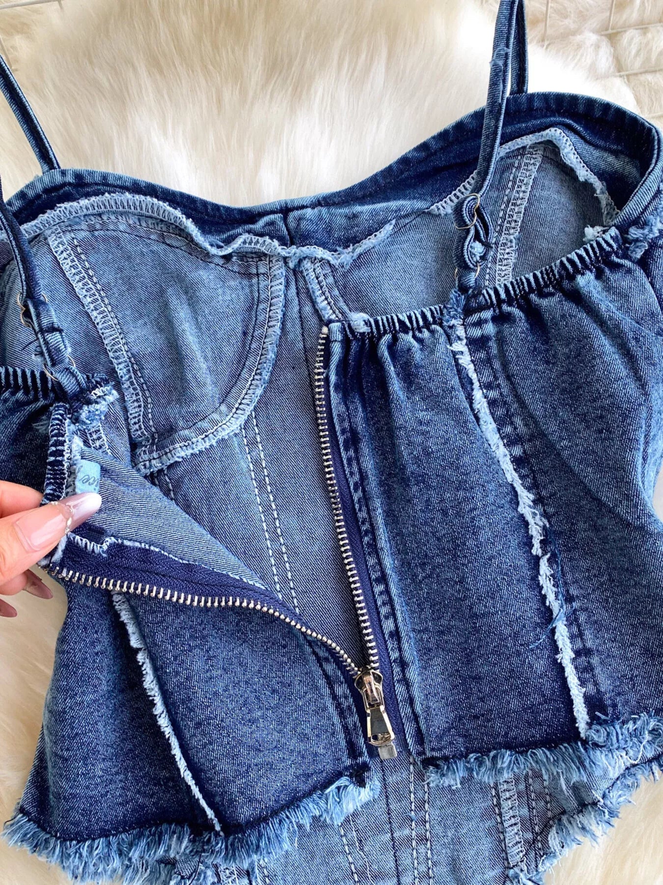 Raw Hem Denim Cami and Flare Jeans Set New Era Fashion LLc