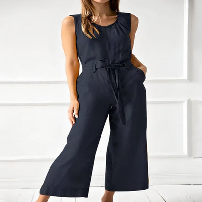 Women's Solid-Color Mid-Rise Full-Length Cotton Trousers FitiqueFit