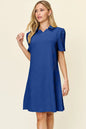 Double Take Full Size Texture Collared Neck Short Sleeve Dress West2East Surf