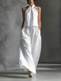 Loose-Fitting Sleeveless Top and Wide-Leg Pants Two-Piece Set. FitiqueFit