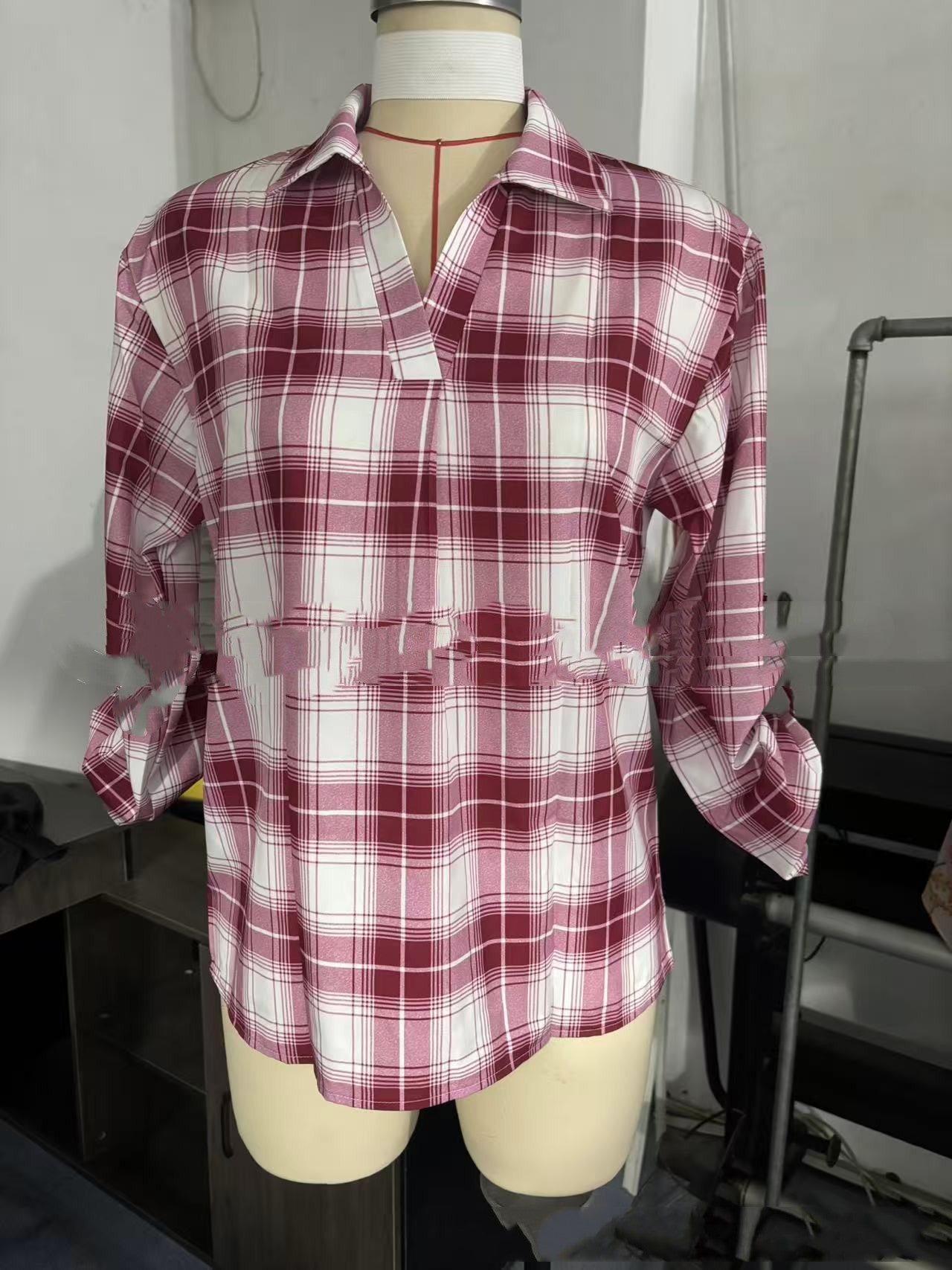 Lapel Loose Women's Plaid Shirt Commuter Style See size chart under “more details” The Fashion Celestial