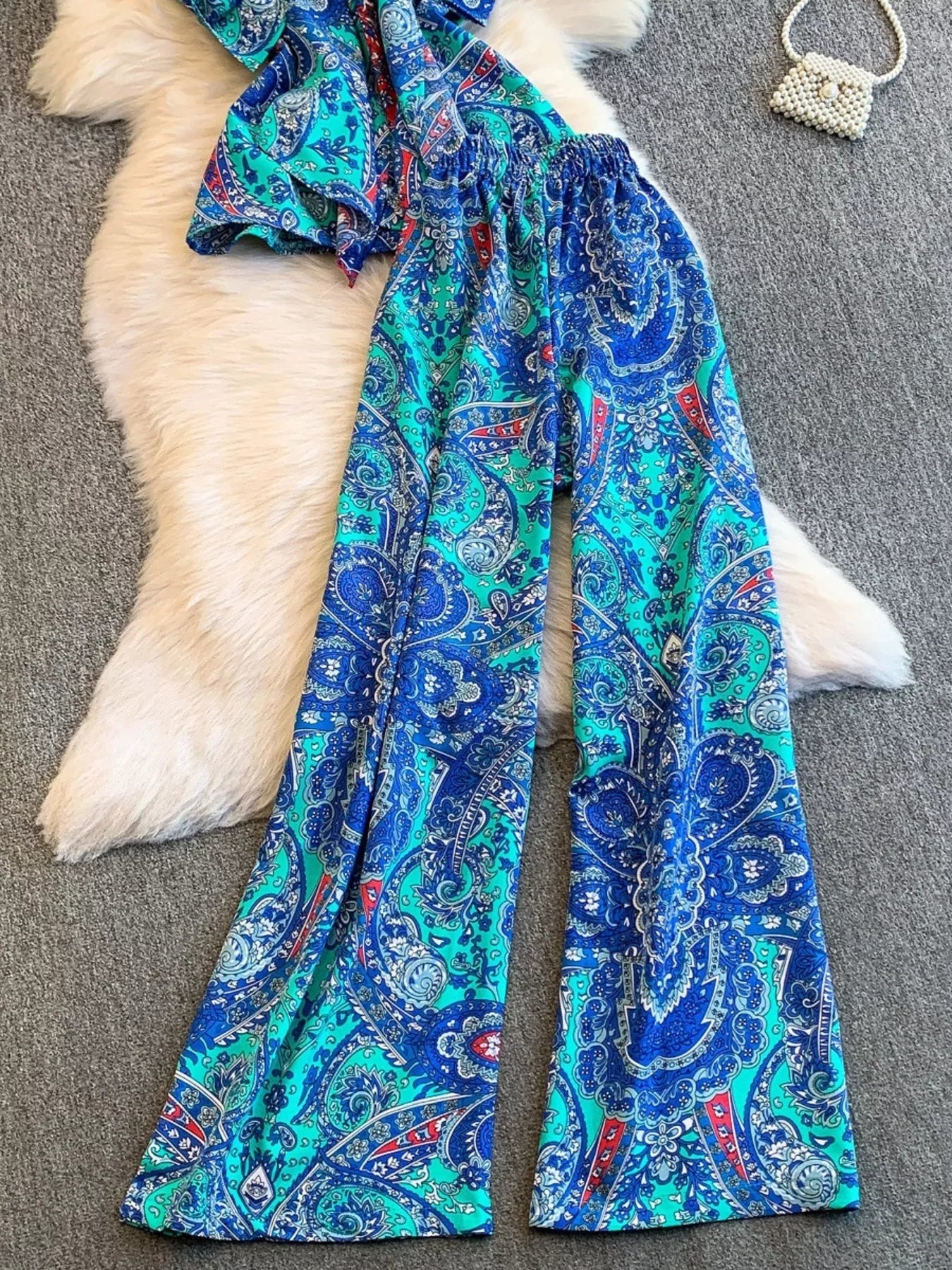 Printed Cami and Wide Leg Pants Set New Era Fashion LLc