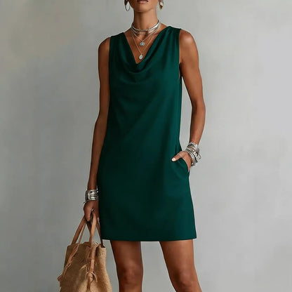 Women's Off-Shoulder Sleeveless Dress – Casual Pullover Midi Dress FitiqueFit