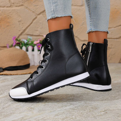 Womens Stylish Side-zip Flat Ankle Boots See size chart under “more details” The Fashion Celestial