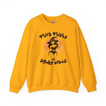 Thick Thighs and Spooky Vibes Crewneck Sweatshirt The Devil's Pickle