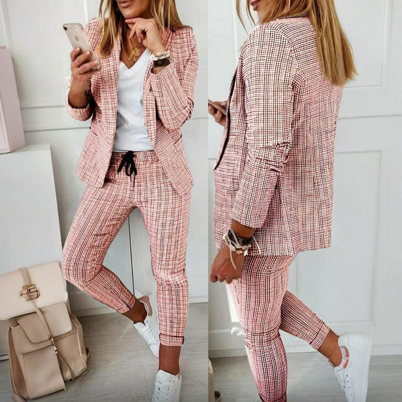 Women’s Plaid Two‑Piece Suit Set FitiqueFit