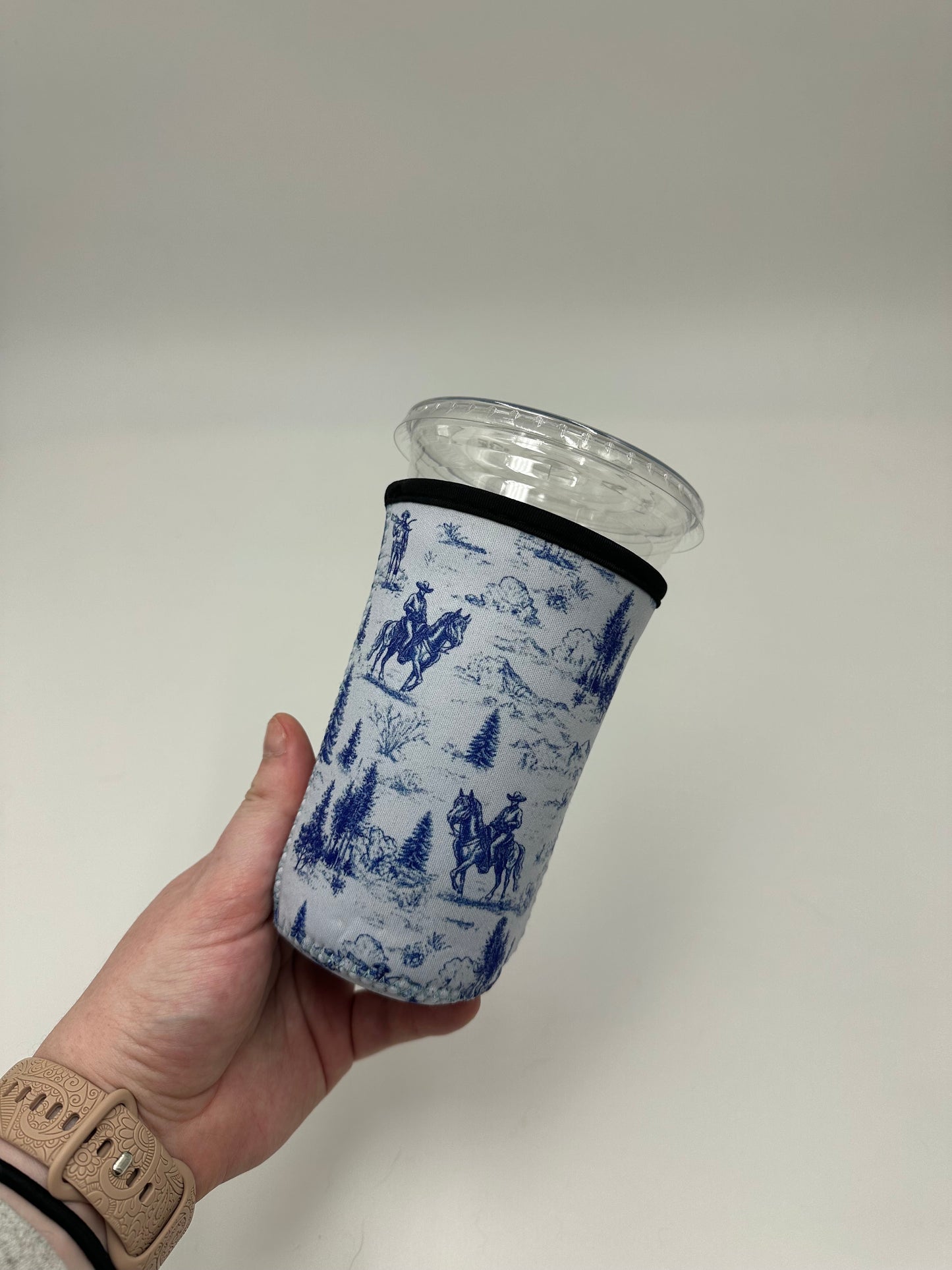Western Golden Cowboy Coffee Sleeve | Reusable Neoprene Iced Coffee Cup Cover (16–24oz) BashDesignsCo
