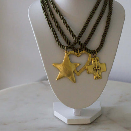 Silk Cord Pendant Necklace 24K Gold Plated Deep South Originals