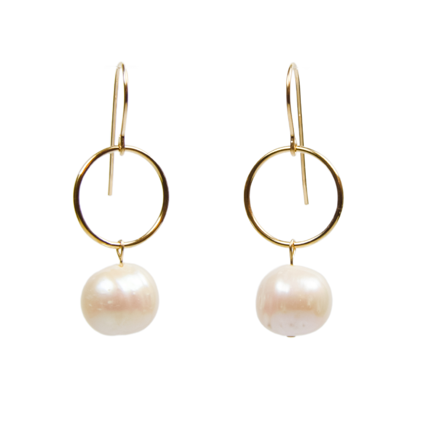Pearl and Gold Circle Earrings Emily Anne Designs LLC