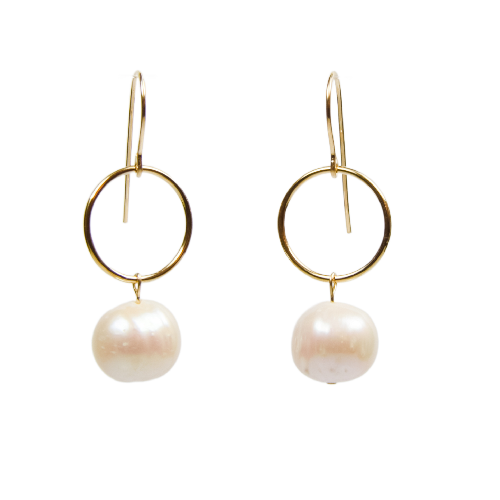 Pearl and Gold Circle Earrings Emily Anne Designs LLC
