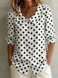 Women's Retro Polka Dot Three-Quarter Sleeve Loose Cardigan Shirt FitiqueFit