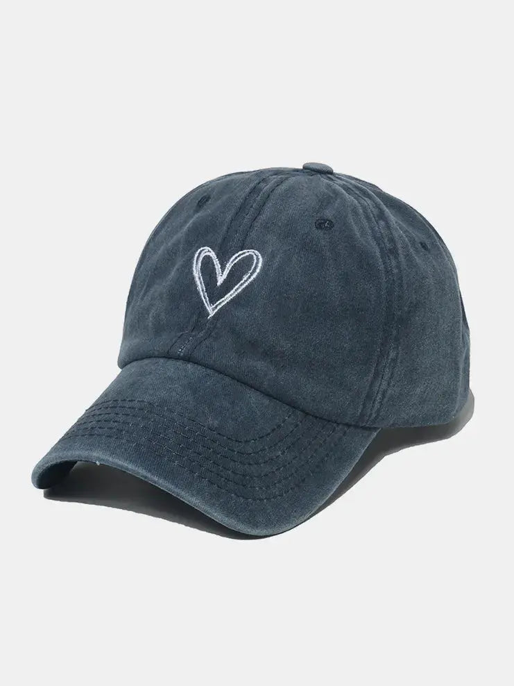 Embroidered Heart Washed Cotton Baseball Cap New Era Fashion LLc