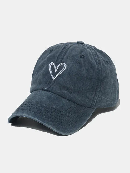Embroidered Heart Washed Cotton Baseball Cap New Era Fashion LLc
