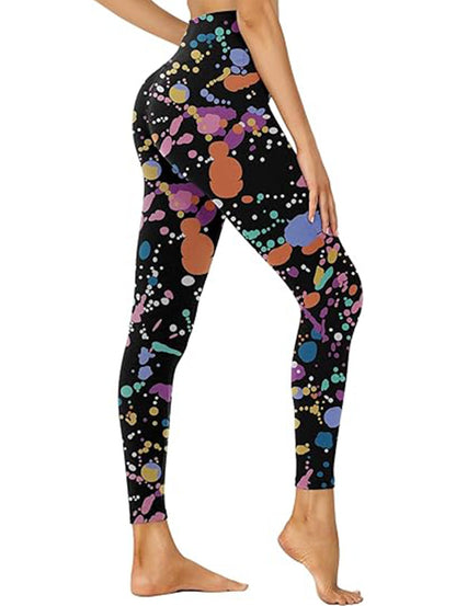 Cropped High-Waisted Leggings – Color Inkjet Print Workout Pants FitiqueFit